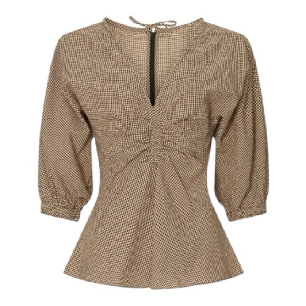 Proenza Schouler White Label Peplum Top in Brown Black Gingham Size 4